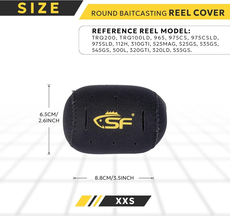 sf. Neoprene Conventional Reel Covers Round Reel Case Protective Cover Shield Pouch, XXS/XS/S/M/L/XL/XXL Size, Black - Image 2
